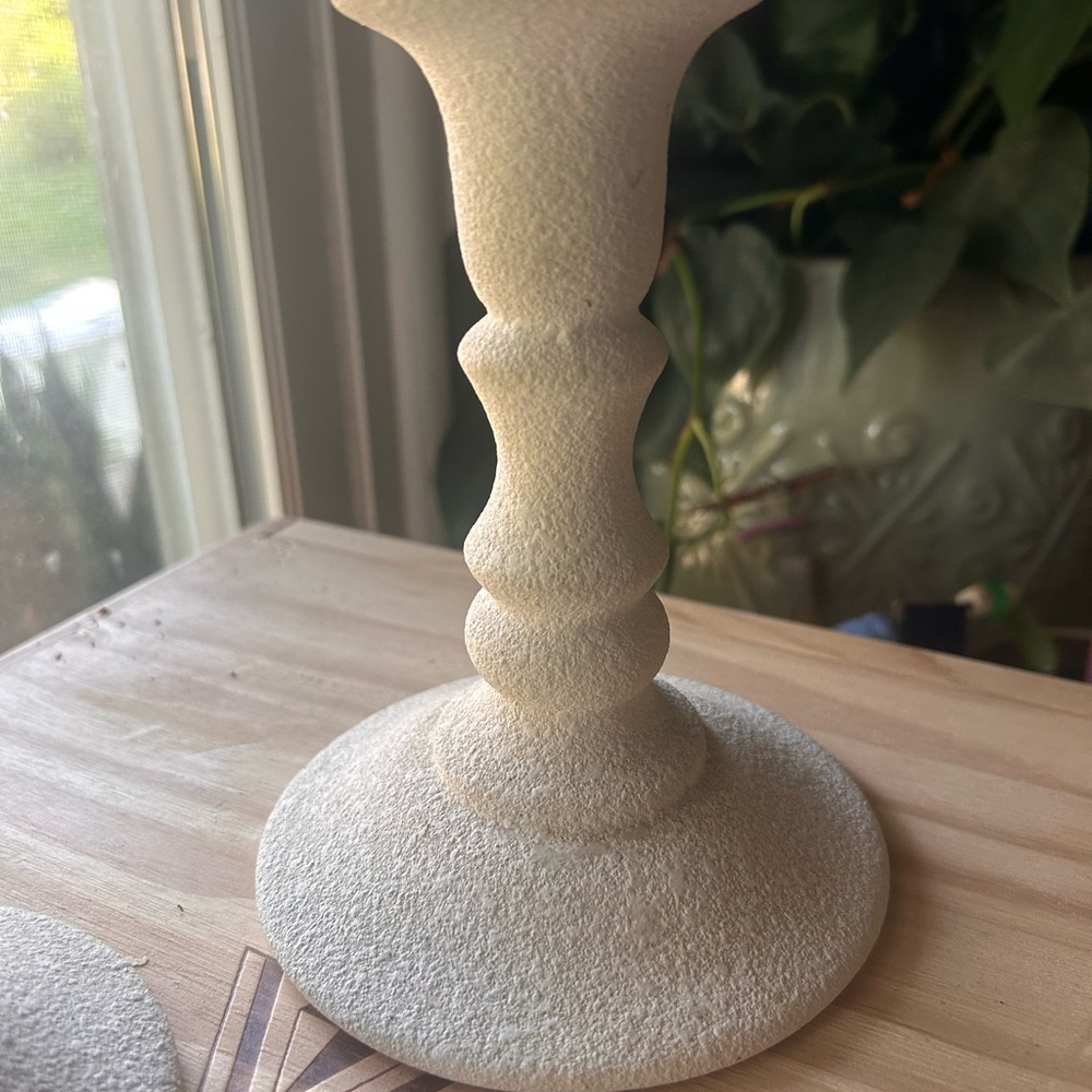 Vintage Haeger 1985 Textured Ivory Ceramic Candlestick Holders Pair - Picture 4 of 6